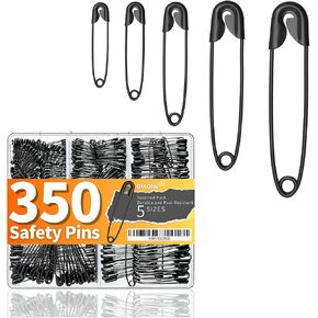 350 Pack Silver Safety Pins for Clothes 5 Assorted Sizes Strong Heavy Duty in Kuwait