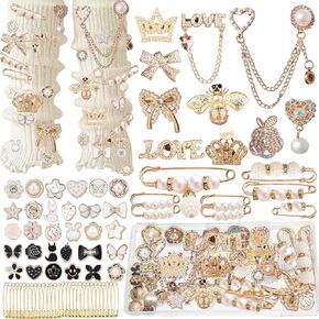 Junk Sock Charms Kit, Brooches and Pins for Women, Bag Charms Safety Pins in Kuwait