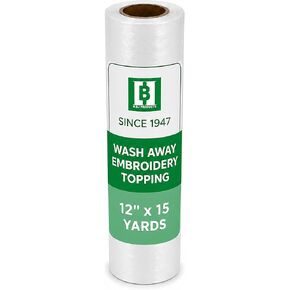 HBI Wash Away Embroidery Topping, Water Soluble Clear Film, 12 in x 15 yd in Saudi Arabia