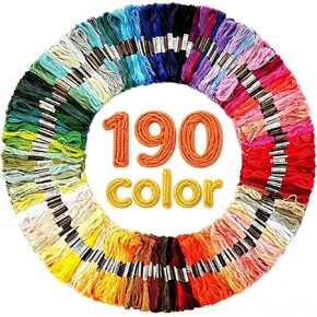 190 Skeins Rainbow Color Embroidery Floss Friendship Bracelet String Cross Stitch Embroidery Thread Cotton Floss Bracelet Yarn, Craft Floss in Saudi Arabia