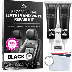 FORTIVO Leather and Vinyl Repair Kit Black, Black Leather Repair Kit, Leather Repair Kit for Car Seat, Leather Repair Kit for Furniture, Leather Paint, Leather Scratch Repair, Leather Couch Repair Kit in Saudi Arabia