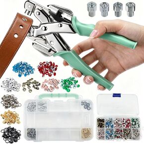 Grommet Tool Kit 3/16 1/8 Leather Hole Punch Plier Puncher with 360 Sets Color Metal Eyelets for DIY Fabric Canvas Craft Projects in Kuwait