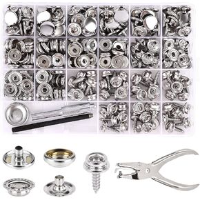 CENOZ 150 PCS Canvas Snap Kit Tool, Metal Screws Snaps Marine Grade 3/8" Socket Stainless Steel Boat Canvas Snaps with 2 PCS Setting Tool for Boat Cover Furniture (150 PCS) in Kuwait