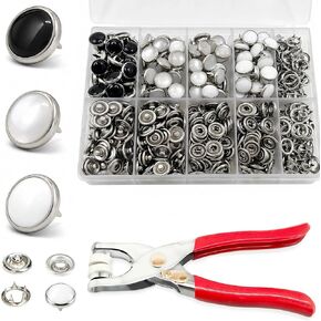 PIGORY Metal Snap Button Kit, 10 Colors Solid Snaps for Fabric with Fastener Pliers Press Tool Kit, 9.5mm Sewing Snaps for DIY Crafting Clothing(100Set) in Kuwait