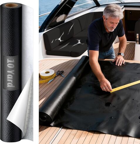 Meneng Black Marine Vinyl Fabric: 54"x36" Faux Leather for Boat Seats in Kuwait
