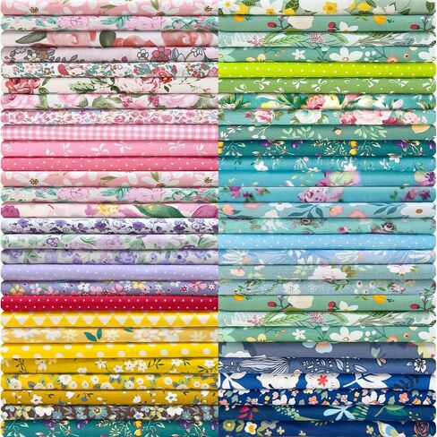 Aubliss 50pcs 100% Cotton Fabric Bundle 10" x 10" PreCut Fat Squares Sheets in Saudi Arabia