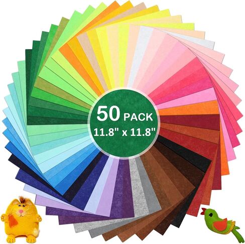 Thin Felt Fabric Sheets, Assorted Colors Stiff Felt Sheets for Crafts DIY Patchwork Sewing Projects Decoration (Stiff 50 Colors, 8×12 inches) in Saudi Arabia
