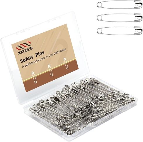 XKDOUS 150 Pack Safety Pins for Clothes 3 Universal Assorted Sizes, Silver in Saudi Arabia