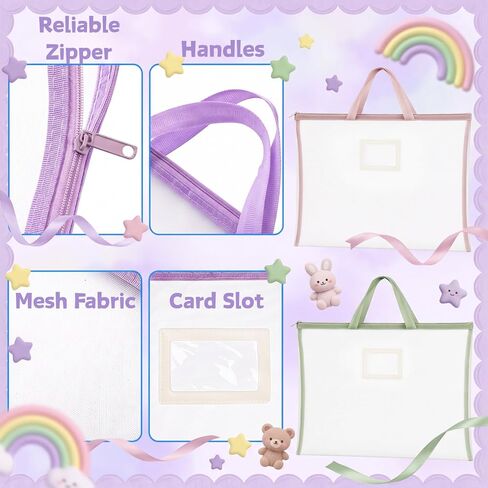 8 Pcs A3 Sew Project Bags, 18" × 13" Quilting Craft Organizer Storage Bags with Handle, Mesh Zipper Pouch with Name Card Pocket for Quilters & Knitting Crafters, 4 Colors in Saudi Arabia