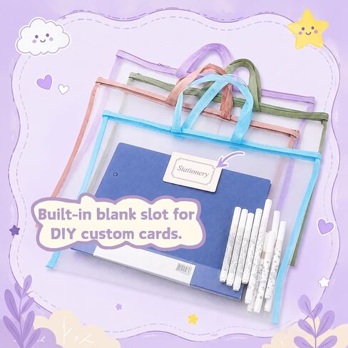 8 Pcs A3 Sew Project Bags, 18" × 13" Quilting Craft Organizer Storage Bags with Handle, Mesh Zipper Pouch with Name Card Pocket for Quilters & Knitting Crafters, 4 Colors in Saudi Arabia