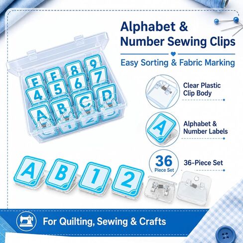 Alphabet Clips for Quilting & Sewing, Letter & Number Fabric Markers in Kuwait