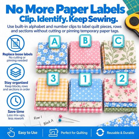 Alphabet Clips for Quilting & Sewing, Letter & Number Fabric Markers in Kuwait