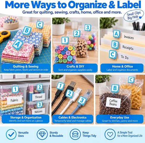 Alphabet Clips for Quilting & Sewing, Letter & Number Fabric Markers in Kuwait