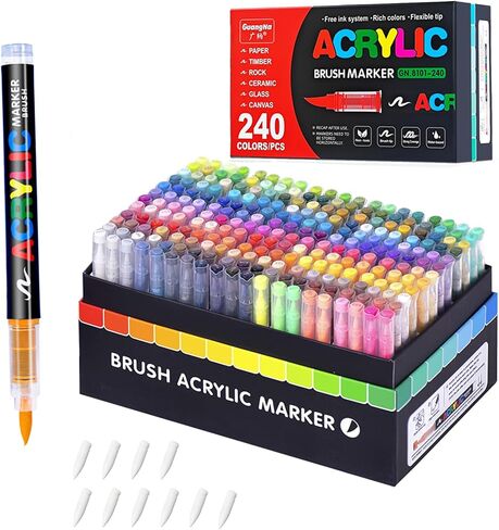 Guangna 168 acrylic paint markers for stones, fabric, wood, and more in Kuwait