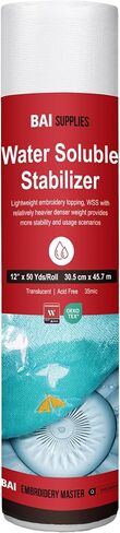 BAI Water Soluble Stabilizer for Embroidery Topping Film Wash Away 12"x25yd in Kuwait