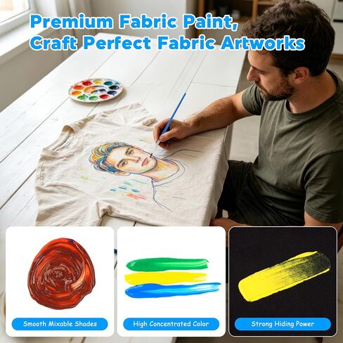 Permanent Fabric Paint for Clothes, 24 Colors-Waterproof,Non-Toxic in Kuwait