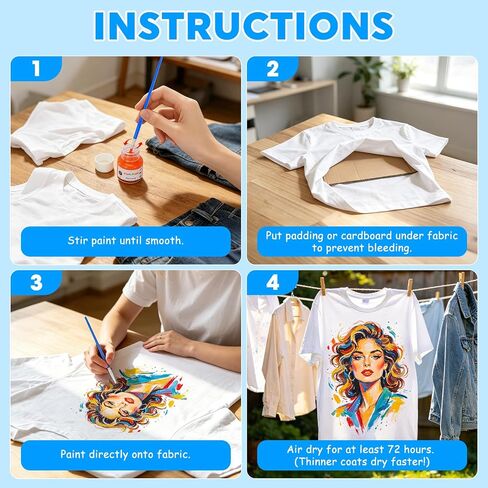 Permanent Fabric Paint for Clothes, 24 Colors-Waterproof,Non-Toxic in Kuwait