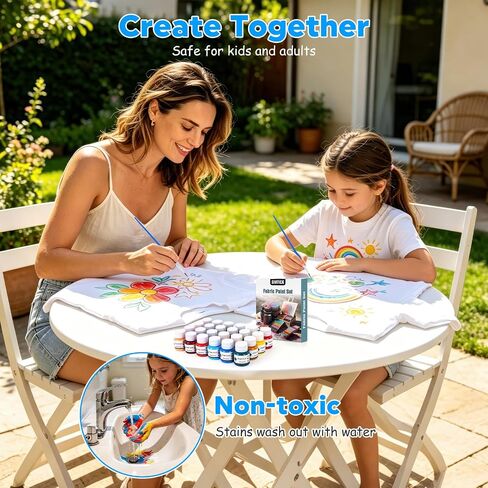 Permanent Fabric Paint for Clothes, 24 Colors-Waterproof,Non-Toxic in Kuwait