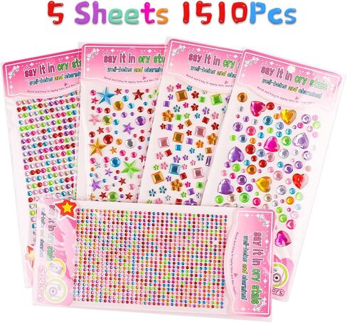 Gem Stickers, 1510pcs Rhinestone Stickers for Crafts, Self Adhesive Jewel Stickers, Acrylic Bling Gems Jewels Stickers for Crafts, Stick on Gems for DIY, Crafts, Craft Supplies for Kids in Saudi Arabia