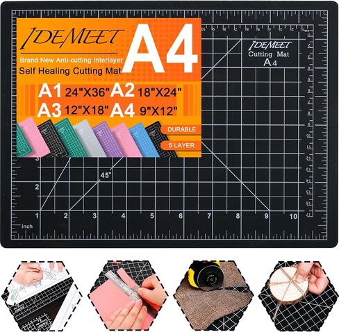 Density-upgraded 24" x 36" Large Self Healing Sewing Mat, Idemeet Rotary Cutting Mat 5-Ply Cut Board for Crafts Hobby Project, Scale Size 24" x 36", A1, Green in Kuwait