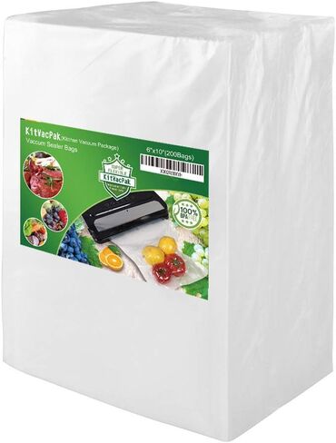 200 Pint 6X10 Vacuum Food Sealer Bags with BPA Free and Heavy Duty,Commercial Grade Vacuum Sealer Freezer Bags Compatible with Any Type Vacuum Sealer Machine in Kuwait