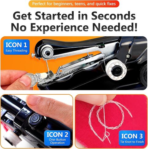 Handheld Sewing Machine, Mini Portable SewingMachine for Beginners, Electronic Small Sewing Machine for Quick Stitching (Black) in Kuwait