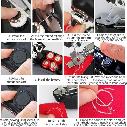 Handheld Sewing Machine, Mini Portable SewingMachine for Beginners, Electronic Small Sewing Machine for Quick Stitching (Black) in Kuwait