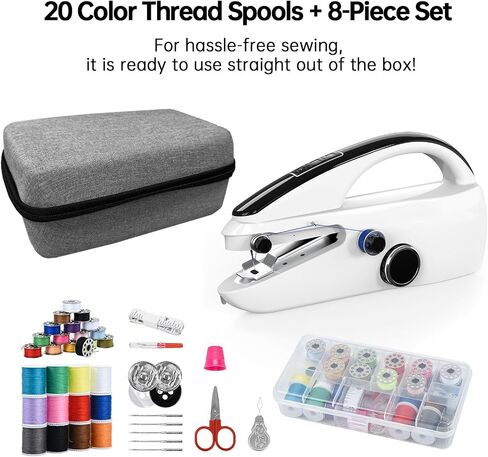 Handheld Sewing Machine,Portable Hand Sewing Machine with Quick Stitch Mini Mender with 20 Thread Spools & Complete Accessory Kit,Suitable for Clothes DIY,Sewing Machine for Beginners. in Saudi Arabia
