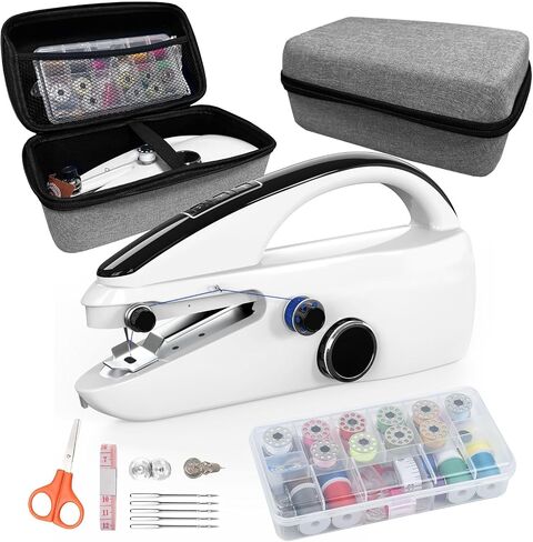 Sewing Kit: Sewing bliss in one box. Handheld sewing machine, beginner's sewing kit with storage, two power supply modes, portable mini sewing machine, Hand Sewing Machine for Beginners. in Kuwait