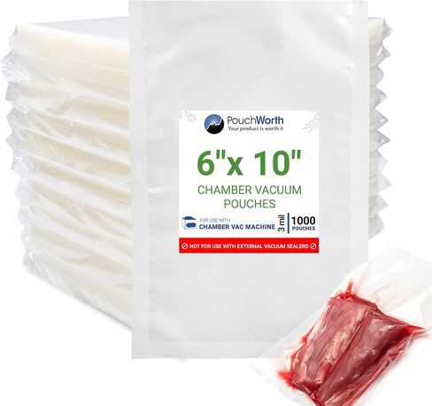 1,000 pcs 6" x 10" Pint, 3 mil Vacuum Chamber Sealer Pre-Cut Bags BPA Free Great for Food Vac Storage in Kuwait