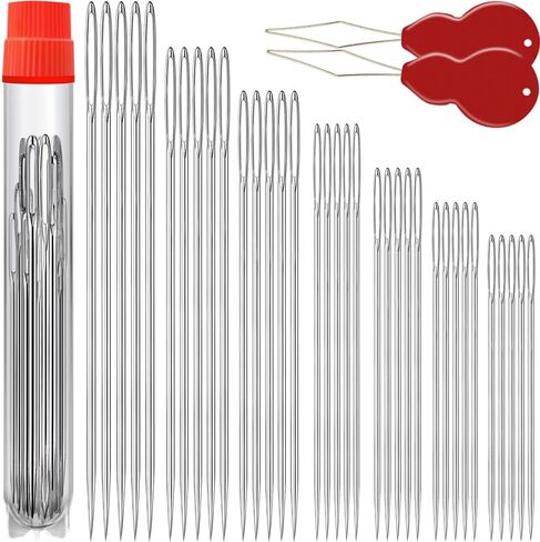 Premium Large Eye, Large Gauge Needles for Hand Sewing - Assorted Sizes, Including Embroidery - 35 PCS with 2 Threaders in Saudi Arabia