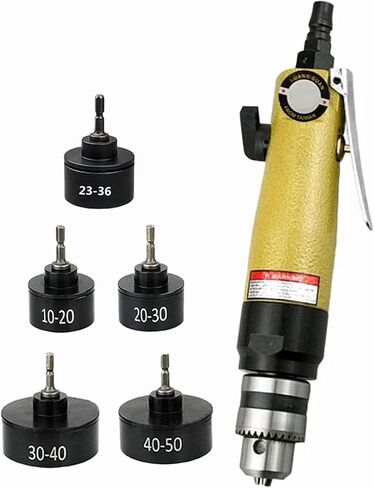 McbeAn Pneumatic Capping Machine, Handheld Bottle Screw Cap Tightener with 5 Capping Head(10-20/20-30/23-36/30-40/40-50mm), Adjustable Speed 2500 RPM, for Wood, Furniture, Carvings, Metal, Walls in Kuwait
