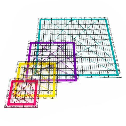Quilting Rulers,Sewing Ruler,4 Piece Acrylic Square Quilting Templates,Clear Precision Ruler for Quilting Sewing,Tools Supplies Accessories Green(3.5"x3.5" 5"x5" 6.5"x6.5" 10.5"x10.5") in Saudi Arabia