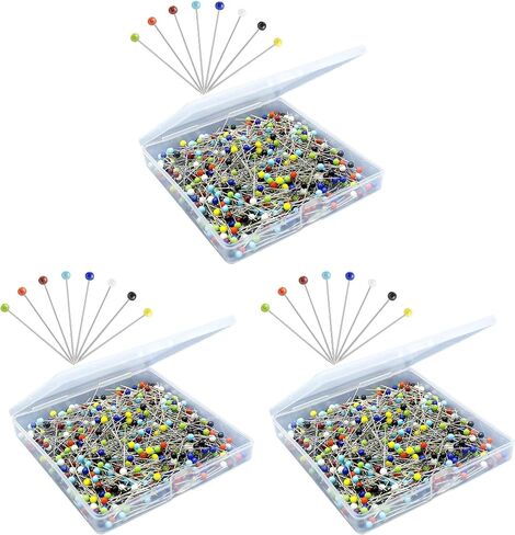 500PCS Sewing Pins for Fabric, Straight Pins with Colored Ball Glass Heads Long 1.5inch, Quilting Pins for Dressmaker, Jewelry DIY Decoration, Craft and Sewing Project by Sunenlyst in Kuwait