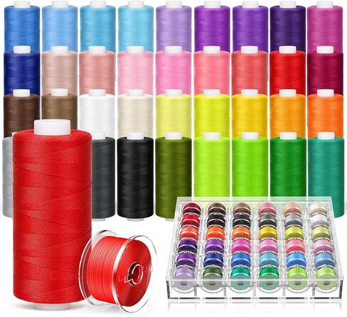 72Pcs Professional Sewing Thread Kit 36 Colors, [Max Strength & Low Lint] All Purpose Sewing Thread with Prewound Bobbins, Polyester Sewing Machine Thread for Sewing Quilting Repair (400 Yards/Spool) in Kuwait