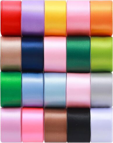 KEOSREE 1-1/2 inch 20 Colors Satin Ribbon Set, 1.5" X2Yd x 20Rolls in Kuwait