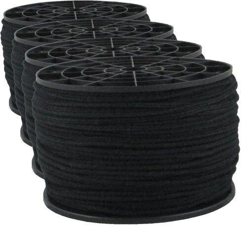 QNR 1/8" Black Cotton Tie Line Rope, Theater Stage Cord, 600 ft Spool, Reinforced Low Stretch Unglazed in Saudi Arabia