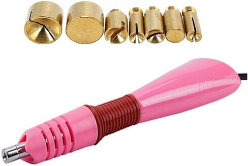 Hotfix Applicator,DIY Hot Fix Rhinestone Setter Applicator Wand Tool Kit Set with 7 Different Sizes Tips,Support Stand (Pink) in Kuwait