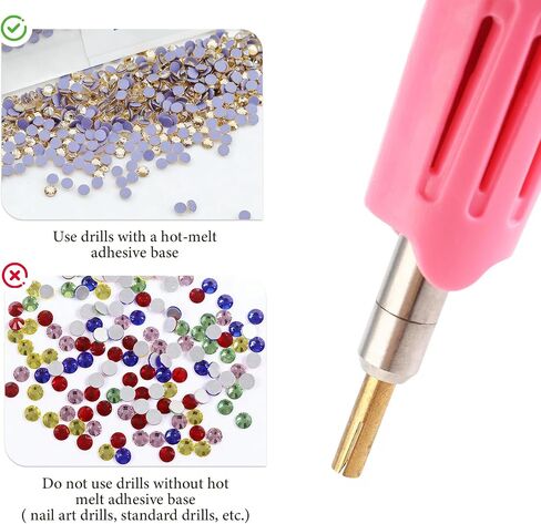 Hotfix Applicator,DIY Hot Fix Rhinestone Setter Applicator Wand Tool Kit Set with 7 Different Sizes Tips,Support Stand (Pink) in Kuwait