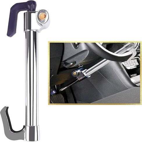 Tevlaphee Steering Wheel Lock Anti Theft Device Retractable Brake Pedal Lock Keyless Password 5 Coded Combination Anti Theft Car Security Device Heavy Duty Universal Fit for Vehicle Car Truck Van SUV in Kuwait