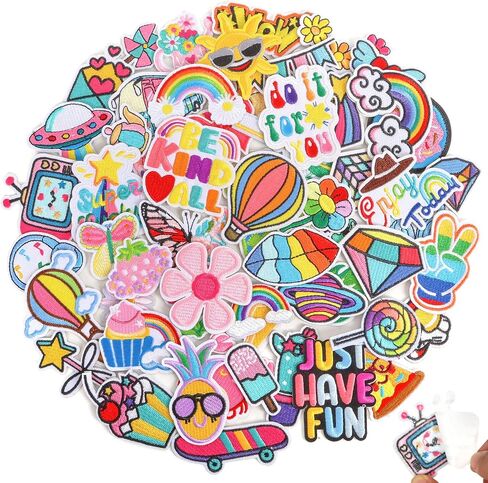NICEVINYL Self Adhesive Patches for Backpack: 60Pcs Embroidered Patches in Saudi Arabia