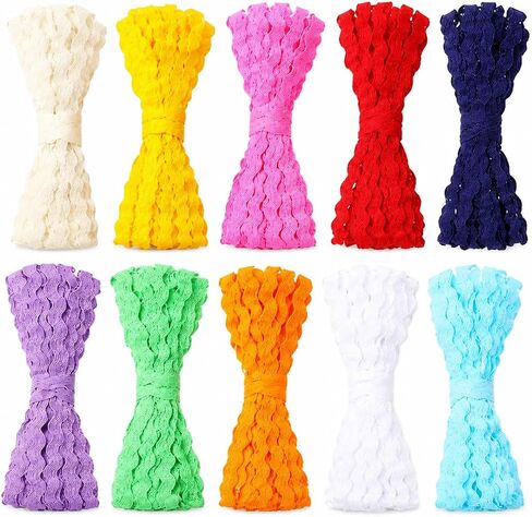 50 Yards Rick Rack Trim for Sewing,5mm RIC Rac Trim,10 Colors Wavy Ribbon in Saudi Arabia