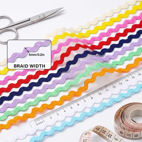 50 Yards Rick Rack Trim for Sewing,5mm RIC Rac Trim,10 Colors Wavy Ribbon in Saudi Arabia