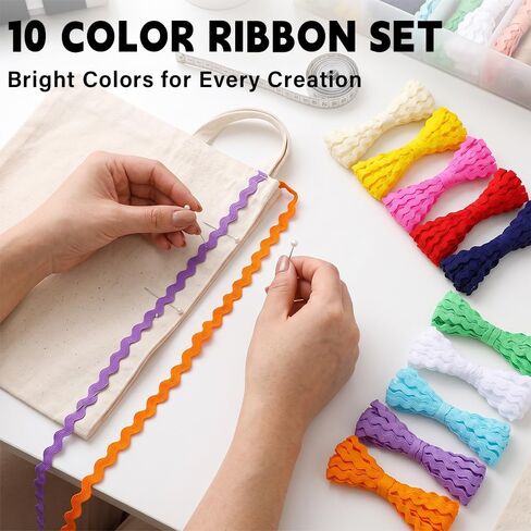 50 Yards Rick Rack Trim for Sewing,5mm RIC Rac Trim,10 Colors Wavy Ribbon in Saudi Arabia