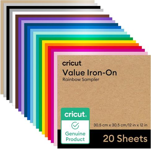 CRICUT® قيمة الحديد ، عينة قوس قزح- 12 في × 12 في (20 CT)- HTV نقل الحرارة فينيل in Kuwait