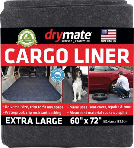 Drymate Cargo Liner Mat (60" x 72"), Dog Seat Cover, Trunk Liner, Absorbent, Waterproof, Machine Washable, Protects Vehicle Interior, for SUVs, Trucks, Vans, Cars (Made in The USA) in Kuwait