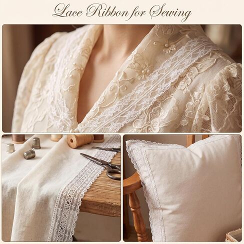 50 Yards White Lace Ribbon 10 Rolls 1 inch to 2.5 inch Width in Kuwait