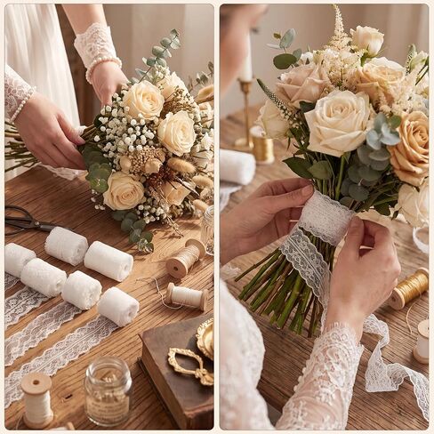 50 Yards White Lace Ribbon 10 Rolls 1 inch to 2.5 inch Width in Kuwait