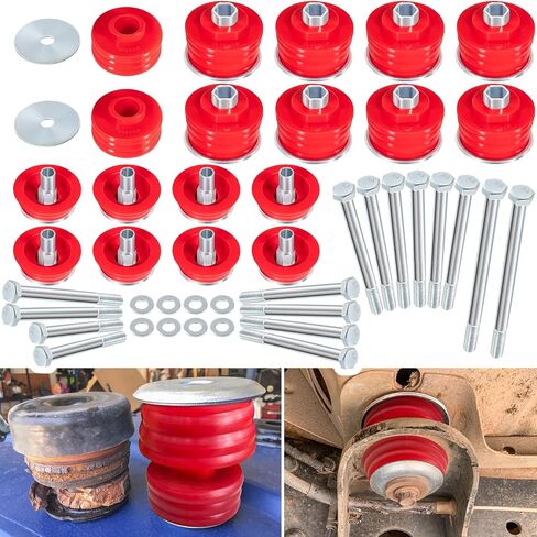 KF04060BK Body Mount Bushing Kit for Ford F250 F350 Super Duty 2008-2016 2WD 4WD Polyurethane Body Cab Mounts & Steel Sleeves & Hardware (Red) in Kuwait