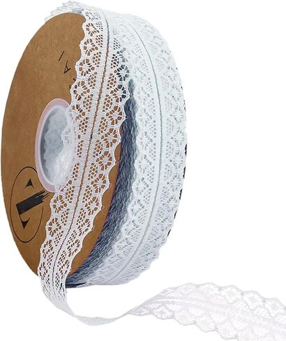 White Lace Ribbon, 50-Yard Vintage Jacquard Ribbon Floral Decorative Trim in Kuwait